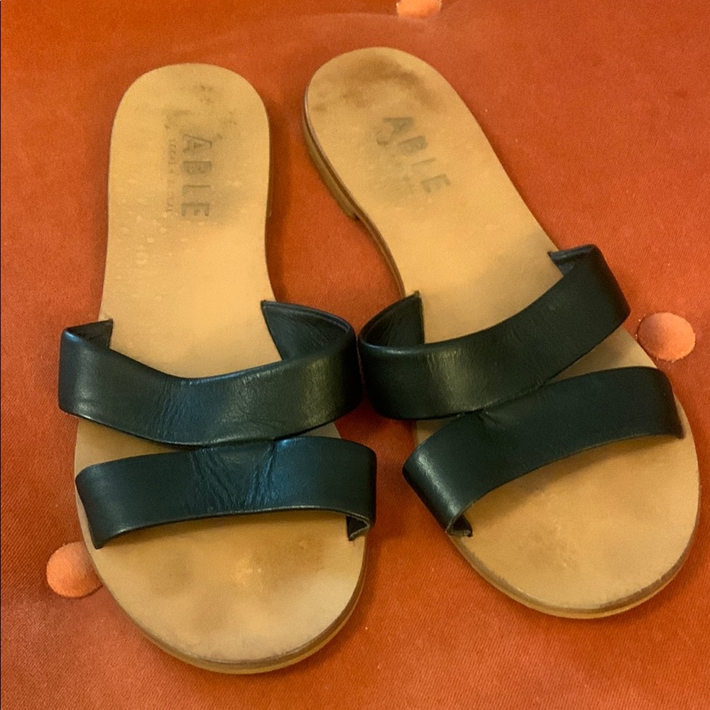 Able Black and Tan Minimalist Sandals